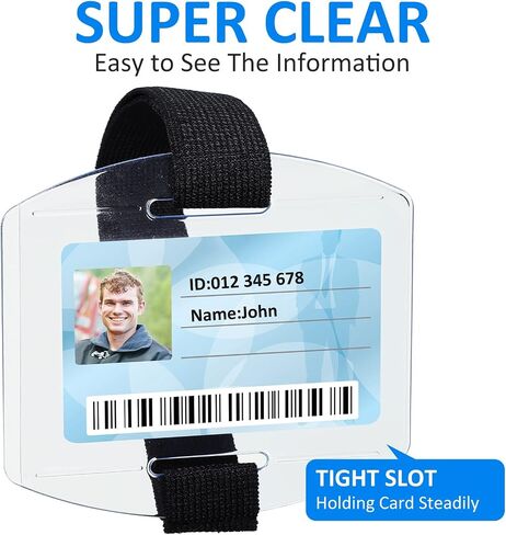 30 Pcs Arm Badge Holder Armband ID Card Holder with Hook and Loop Fastener Clear Plastic Name Tag Badge Holder, Universal Size (Blue,Reflective Strips) in Saudi Arabia