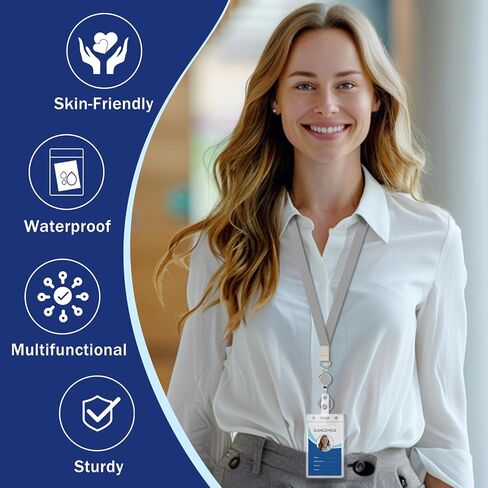 Giancomics Black Lanyards for Id Badges, ID Badge Holder with Retractable Reel, Waterproof Lanyards for Cruise Ships Cards Key with ID Card Holder Office Work Name Tag Zip Type Card Protector[2-Pack] in Saudi Arabia