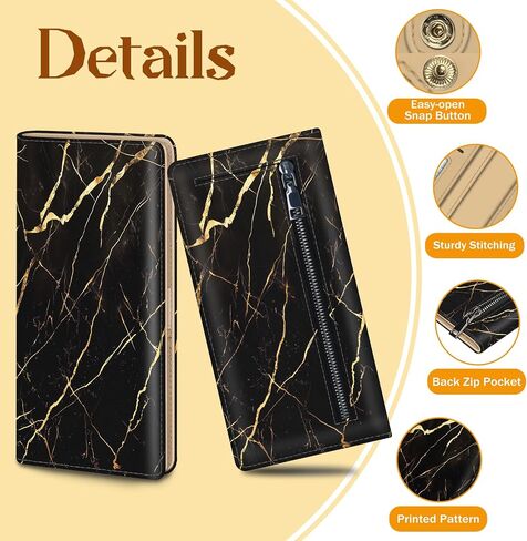 Womens Wallet, Black Bookshelf Slim Thin RFID Blocking Credit Card Wallets, Long Bifold PU Leather Card Holder Organizer, Cute Cash Clutch Billfold with Zipper Coin Pocket Ladies Girls Gift in Saudi Arabia