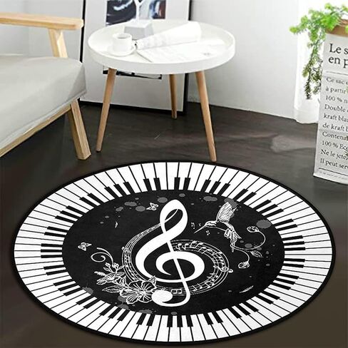 Boho Round Area Rug 3ft Soft Bohemian Mandala Rugs Non Slip Indoor Sofa Floor Area Mat Carpet for Living Room Sofa Bedroom Nursery Decor (Black) in Kuwait