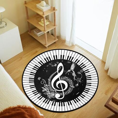 Boho Round Area Rug 3ft Soft Bohemian Mandala Rugs Non Slip Indoor Sofa Floor Area Mat Carpet for Living Room Sofa Bedroom Nursery Decor (Black) in Kuwait