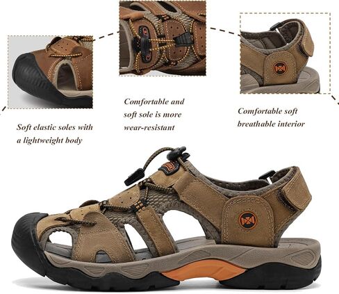 Men's Sport Sandals Breathable Outdoor Hiking Sandals Adjustable Fisherman Shoes Closed Toe Summer Walking Casual Sandals in Saudi Arabia