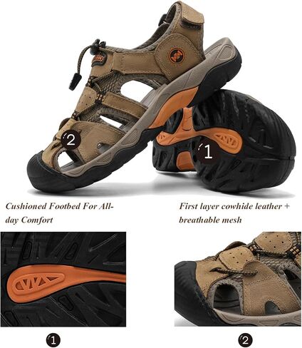 Men's Sport Sandals Breathable Outdoor Hiking Sandals Adjustable Fisherman Shoes Closed Toe Summer Walking Casual Sandals in Saudi Arabia