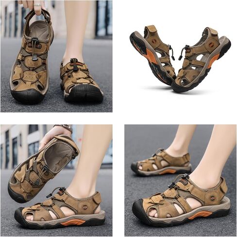 Men's Sport Sandals Breathable Outdoor Hiking Sandals Adjustable Fisherman Shoes Closed Toe Summer Walking Casual Sandals in Saudi Arabia