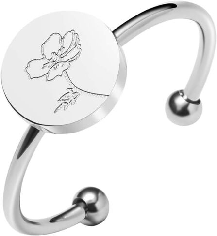 Personalized Birth Flower Ring Dainty Birth Flower Adjustable Rings Birthday Gift for Her in Saudi Arabia