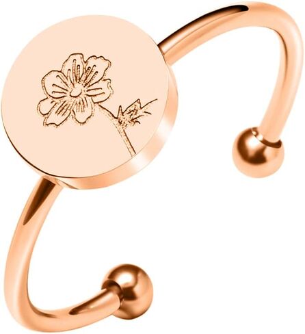Personalized Birth Flower Ring Dainty Birth Flower Adjustable Rings Birthday Gift for Her in Saudi Arabia