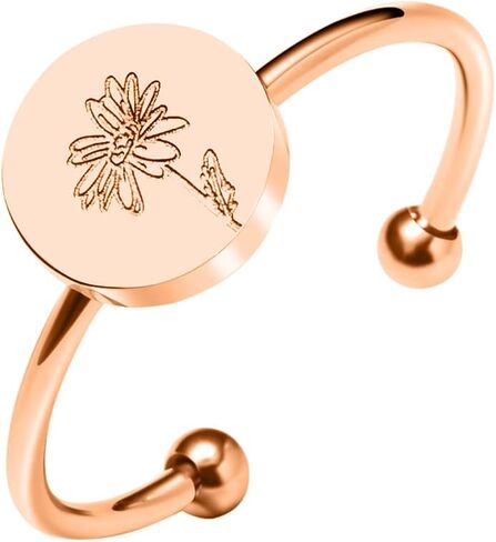 Personalized Birth Flower Ring Dainty Birth Flower Adjustable Rings Birthday Gift for Her in Saudi Arabia