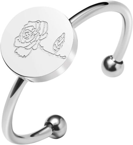 Personalized Birth Flower Ring Dainty Birth Flower Adjustable Rings Birthday Gift for Her in Saudi Arabia