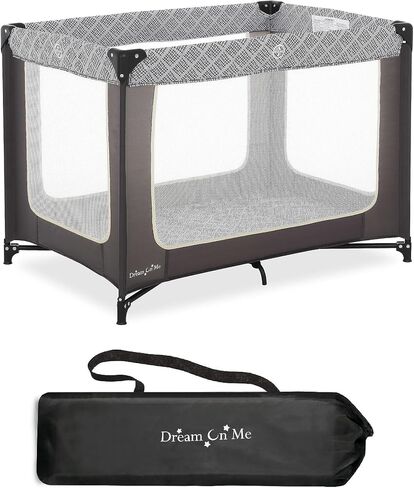 Dream On Me Zoom Portable Playard in Light Grey, Lightweight, Packable and Easy Setup Baby Playard, Breathable Mesh Sides and Soft Fabric - Comes with a Removable Padded Mat in Kuwait