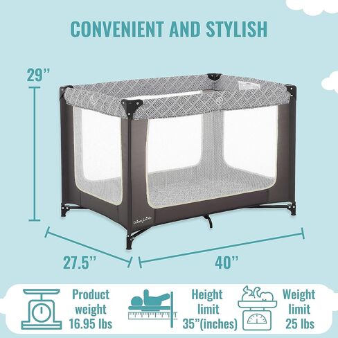 Dream On Me Zoom Portable Playard in Light Grey, Lightweight, Packable and Easy Setup Baby Playard, Breathable Mesh Sides and Soft Fabric - Comes with a Removable Padded Mat in Kuwait