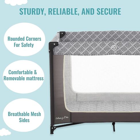 Dream On Me Zoom Portable Playard in Light Grey, Lightweight, Packable and Easy Setup Baby Playard, Breathable Mesh Sides and Soft Fabric - Comes with a Removable Padded Mat in Kuwait