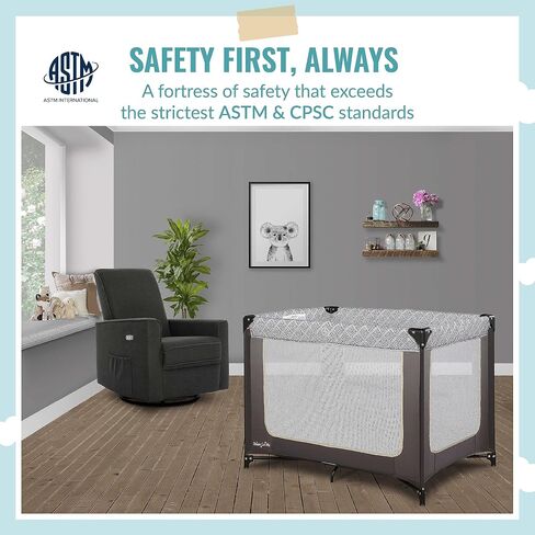Dream On Me Zoom Portable Playard in Light Grey, Lightweight, Packable and Easy Setup Baby Playard, Breathable Mesh Sides and Soft Fabric - Comes with a Removable Padded Mat in Kuwait