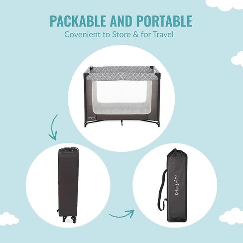 Dream On Me Zoom Portable Playard in Light Grey, Lightweight, Packable and Easy Setup Baby Playard, Breathable Mesh Sides and Soft Fabric - Comes with a Removable Padded Mat in Kuwait