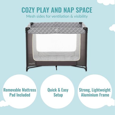 Dream On Me Zoom Portable Playard in Light Grey, Lightweight, Packable and Easy Setup Baby Playard, Breathable Mesh Sides and Soft Fabric - Comes with a Removable Padded Mat in Kuwait