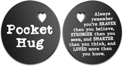 Pocket Hug Token Keepsake for Friends Family, Long Distance Relationship Love Gift, Stainless Steel Double-Sided Miss You, Back to School Gifts for Boy, Isolation Lockdown Quarantine in Saudi Arabia