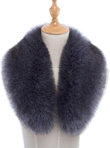 Women Winter Artificial Faux Fur Scarf,Detachable Faux Fur Hood with Buttons in Saudi Arabia