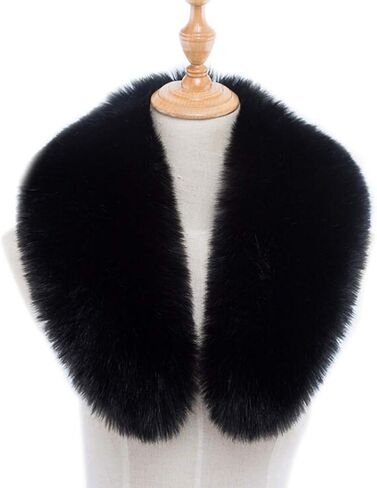 Women Winter Artificial Faux Fur Scarf,Detachable Faux Fur Hood with Buttons in Saudi Arabia