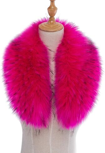 Women Winter Artificial Faux Fur Scarf,Detachable Faux Fur Hood with Buttons in Saudi Arabia