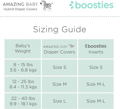 Amazing Baby Hybrid Cloth Diaper Cover with Pocket-Sling, Newborn, Sz 1 (5-10 lbs), Use with Boosties Inserts, Confetti, SmartNappy Set includes Cotton Knit Cover + Bi-fold Insert + Booster Pad in Kuwait