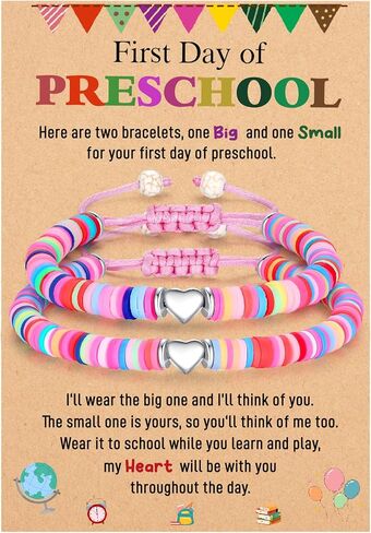 First Day of School Bracelet, Back to School Gifts Matching Heart Mommy and Me Bracelets for Mother Daughter Son Girls Boys in Saudi Arabia