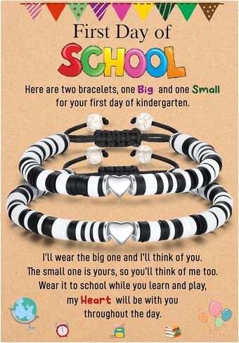 First Day of School Bracelet, Back to School Gifts Matching Heart Mommy and Me Bracelets for Mother Daughter Son Girls Boys in Saudi Arabia