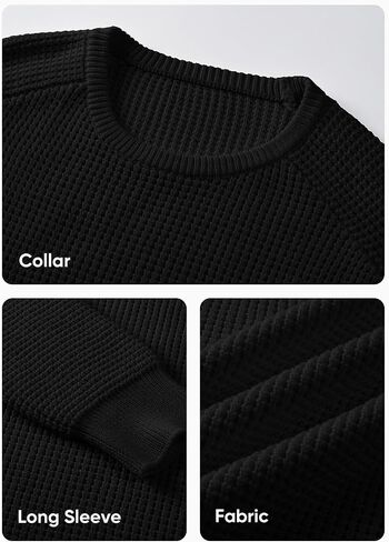 JMIERR Men's Crewneck Pullover Sweater Waffle Textured Knitted Sweaters Casual Loose Fit Sweaters with Ribbing Edge in Saudi Arabia