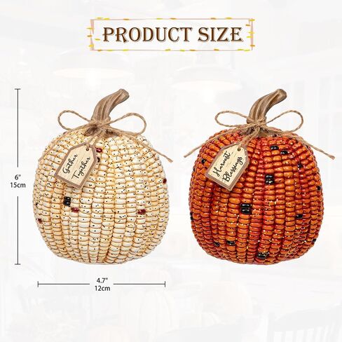 Briful Fall Decorative Corn Pumpkin Set – 3-in-1 Resin Pumpkins Harvest Décor Fake Corn Pumpkins Centerpiece for Thanksgiving Table Tiered Tray Outdoor Autumn Decorations in Saudi Arabia
