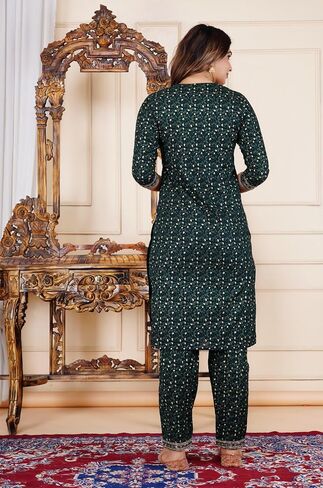 Women's Ethnic Wear Rayon Straight Embridered Kurti Pant Set with Dupatta in Saudi Arabia