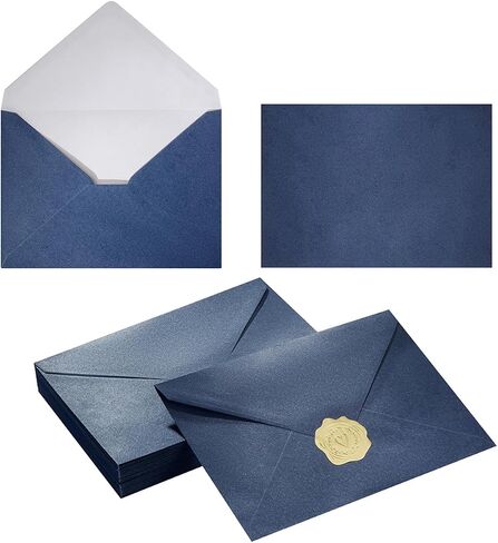 50 Pieces Shiny Envelopes with Gold Stickers for Wedding Invitation Cards, Graduation, Baby Shower, Greeting Cards (Cream Color, A7, 5x7) in Saudi Arabia