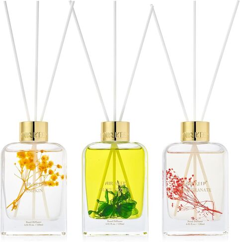 Reed Diffuser Set for Bathroom Air Fresheners,Lavender/Ocean Breeze/White Flower Oil Diffuser with 24 Sticks, 4.06 ozx3 Home Fragrance Reed Diffuser for Bathroom & Shelf Decor in Saudi Arabia