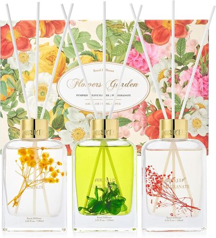 Reed Diffuser Set for Bathroom Air Fresheners,Lavender/Ocean Breeze/White Flower Oil Diffuser with 24 Sticks, 4.06 ozx3 Home Fragrance Reed Diffuser for Bathroom & Shelf Decor in Saudi Arabia