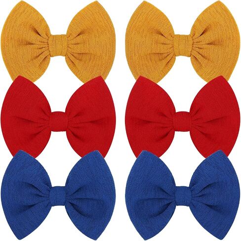 Baby Girls Hair 3'' Bows Clips Set Handmade Bow Hair Clips Hair Accessories Alligator Clip for Babies Infant Toddlers Little Kids 6 PCS Black White Beige in Saudi Arabia