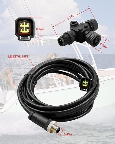 كابل واجهة المحرك مناسب لمحرك Yamaha الخارجي 2006-2023، كابل اتصال NMEA2000 يستبدل اتصال 000-0120-37 3004.6865 مع موصل T، 15 قدم in Saudi Arabia