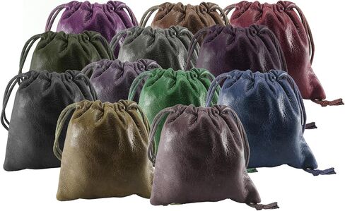 3 Pack Lambskin Leather Drawstrings Pouch: Black, 11.5cm X 11.5cm in Saudi Arabia