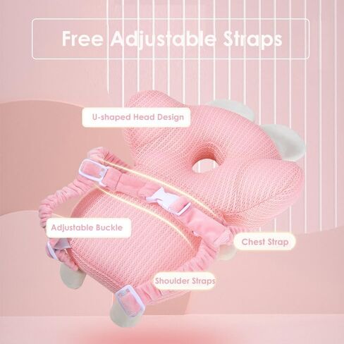 JunNeng 3-Sided Baby Head Protector Backpack for Walking, Pink Butterfly | Soft, Breathable, Adjustable, 270°Baby Fall Back Head Protector for Walking Crawling in Saudi Arabia