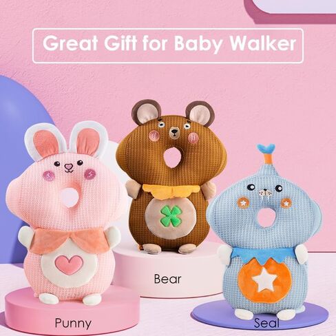 JunNeng 3-Sided Baby Head Protector Backpack for Walking, Pink Butterfly | Soft, Breathable, Adjustable, 270°Baby Fall Back Head Protector for Walking Crawling in Saudi Arabia