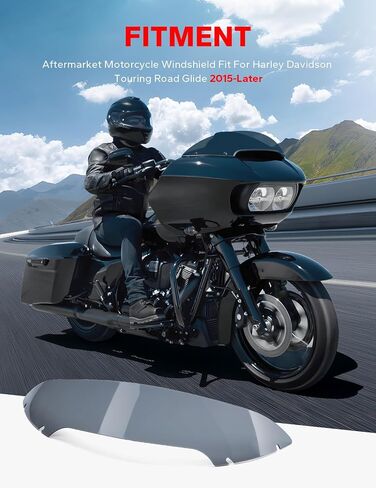 Amazicha 5" Windshield Windscreen Motorcycle Wind Splitter 15-23 Compatible for Harley Davidson Touring Road Glide Models 2015 2016 2017 2018 2019 2020 2021 2022 2023 2024(Smoke Tint) in Saudi Arabia