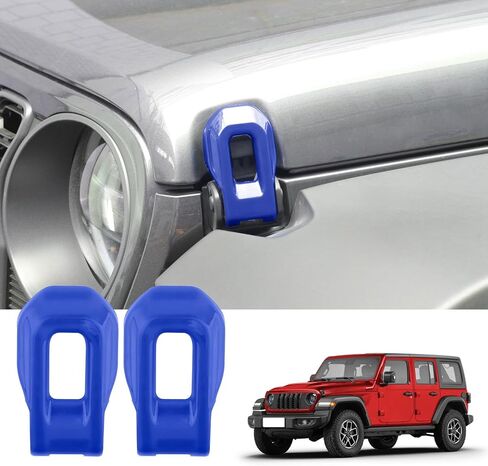 غطاء مزلاج قفل غطاء محرك السيارة لسيارة Jeep Wrangler JL JLU Gladiator JT 2018-2024 ABS ملحقات خارجية، قطعتان من غطاء مزلاج غطاء محرك السيارة (أحمر) in Saudi Arabia