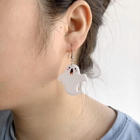Halloween Theme Earrings Funny Acrylic Cartoon Pumpkin Ghost Skull Bat Dangle Earrings Creative Nightclub Spider Bloody Handprint Jewelry Halloween Costume Party Exaggeration Accessories in Saudi Arabia