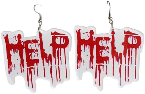 Halloween Theme Earrings Funny Acrylic Cartoon Pumpkin Ghost Skull Bat Dangle Earrings Creative Nightclub Spider Bloody Handprint Jewelry Halloween Costume Party Exaggeration Accessories in Saudi Arabia