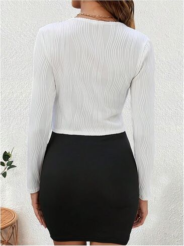Milumia Women's Open Front Long Sleeve Textured Cropped Shrug Cardigans in Saudi Arabia
