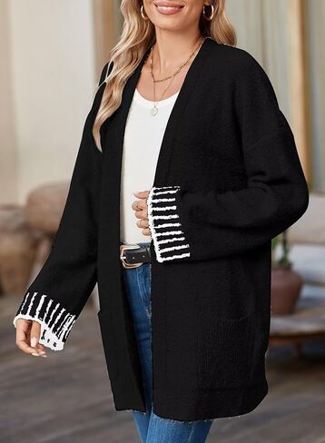 SHEWIN Women Cardigan Sweaters 2024 Open Front Long Sleeve Knit Coat with Pocket in Saudi Arabia