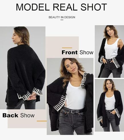 SHEWIN Women Cardigan Sweaters 2024 Open Front Long Sleeve Knit Coat with Pocket in Saudi Arabia