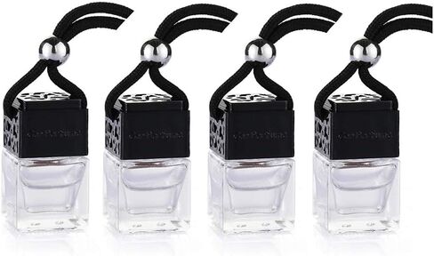 4 Packs Car Essential Oil Diffuser Empty Square Perfume Bottles Hanging Diffuser Bottle Air Fresher Ornament Rearview Mirror Decor (Black) in Saudi Arabia