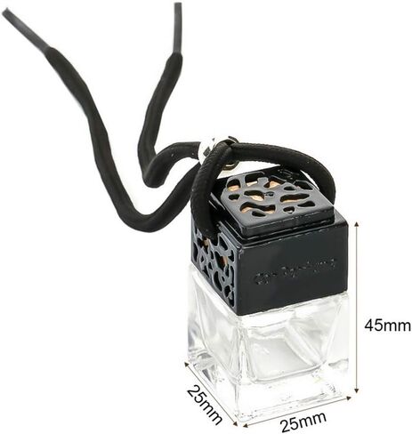 4 Packs Car Essential Oil Diffuser Empty Square Perfume Bottles Hanging Diffuser Bottle Air Fresher Ornament Rearview Mirror Decor (Black) in Saudi Arabia