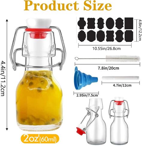 8 Pack Flip Top Glass Bottles,3.38 oz/100ml Small Swing Top Glass Bottle,Clear Mini Liquor Bottles,Decoration Botter for Crafts Wedding Party (100ML-8Pack) in Saudi Arabia