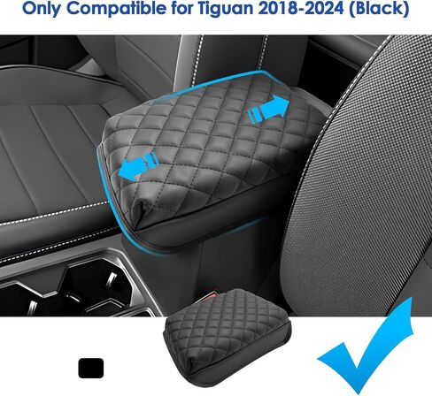 2018-2023 2024 Tiguan Armrest Cover, Waterproof & Comfy Leather Center Console Cover, 2023 2024 Tiguan Accessories Compatible with Tiguan S/SE/SE R-Line Black/SEL R-Line (Leather) in Saudi Arabia