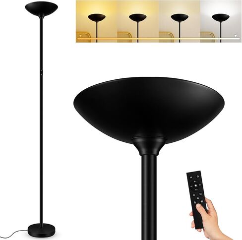 Stepless Dimmable Floor Lamp,30W 3000LM Super Bright LED Torchiere Floor Lamps with Remote & Touch Control,71 in Tall Modern Standing Lamp for Living Room Bedroom Office,2700k-6500k,Black in Saudi Arabia