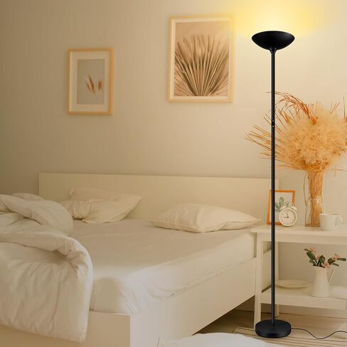 Stepless Dimmable Floor Lamp,30W 3000LM Super Bright LED Torchiere Floor Lamps with Remote & Touch Control,71 in Tall Modern Standing Lamp for Living Room Bedroom Office,2700k-6500k,Black in Saudi Arabia