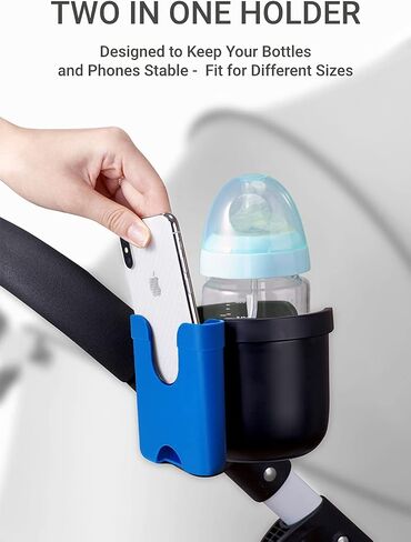 Universal Cup Holder, Stroller Cup Holder with Phone Holder, Stroller Accessories , Bike Water Bottle Holder, Treadmill, Wheelchair(Royal) in Saudi Arabia